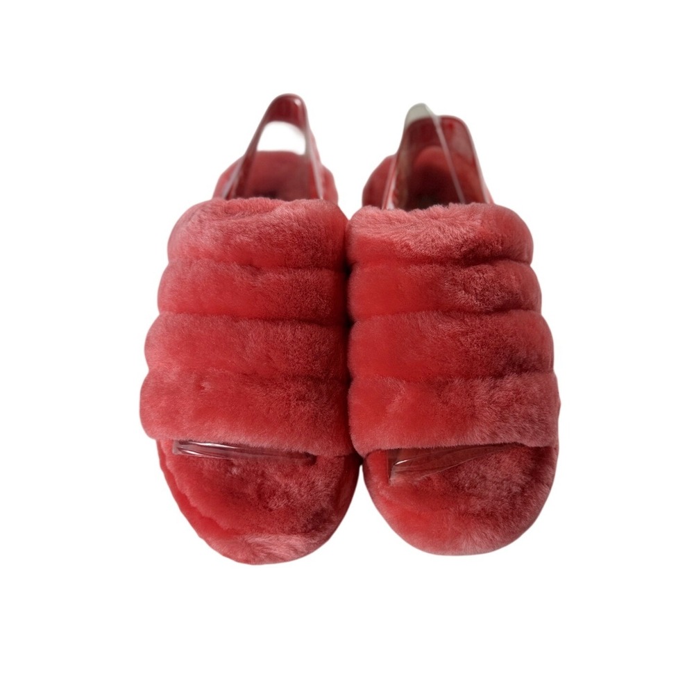 UGG Fluff Yeah Slide Neon Coral Pink Sheepskin Slippers 1110085 Womens 9